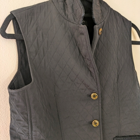 Talbots Black Diamond Quilted Vest Velour Lined Corduroy Collar Women's size S - Picture 3 of 7